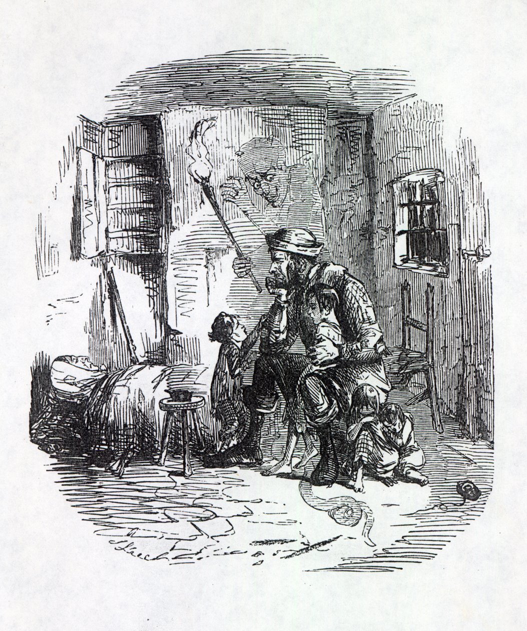 Dom Rick-Burnera, ilustracja z „Punch”, 1844 autorstwa English School