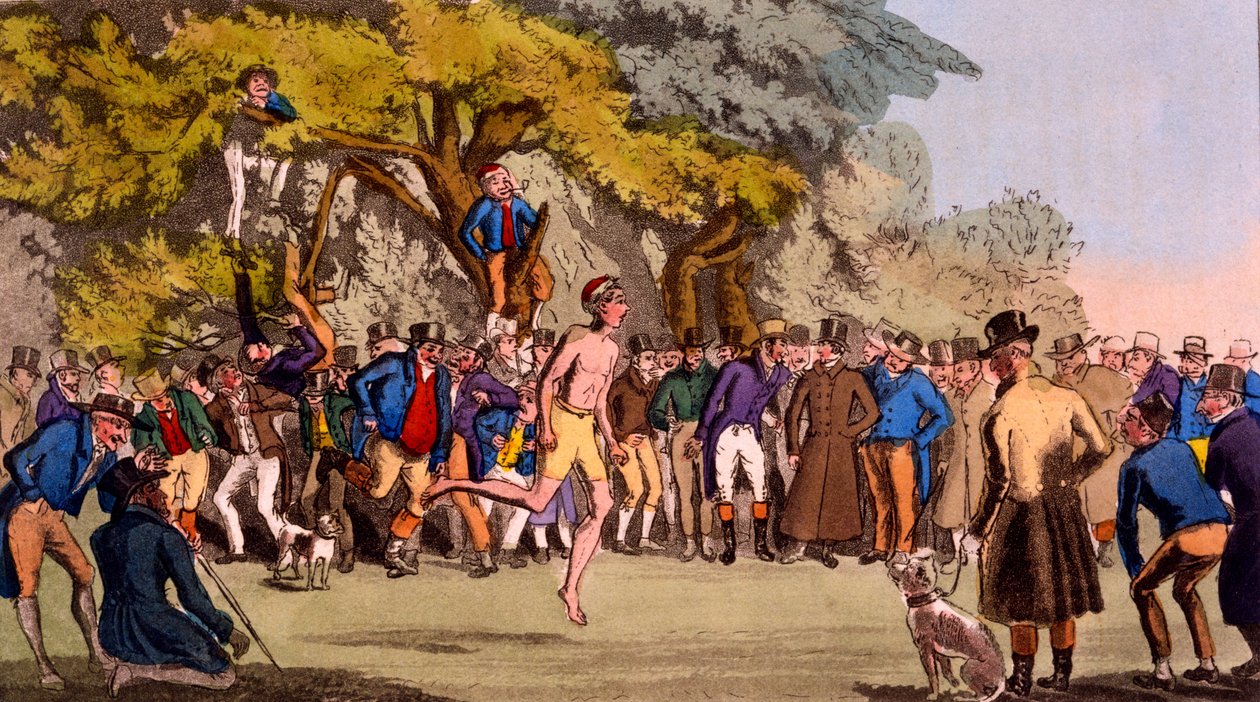 Mecz skaczący na Clapham Common, z Egans Sporting Anegdotes, opublikowany w 1827 r. autorstwa English School