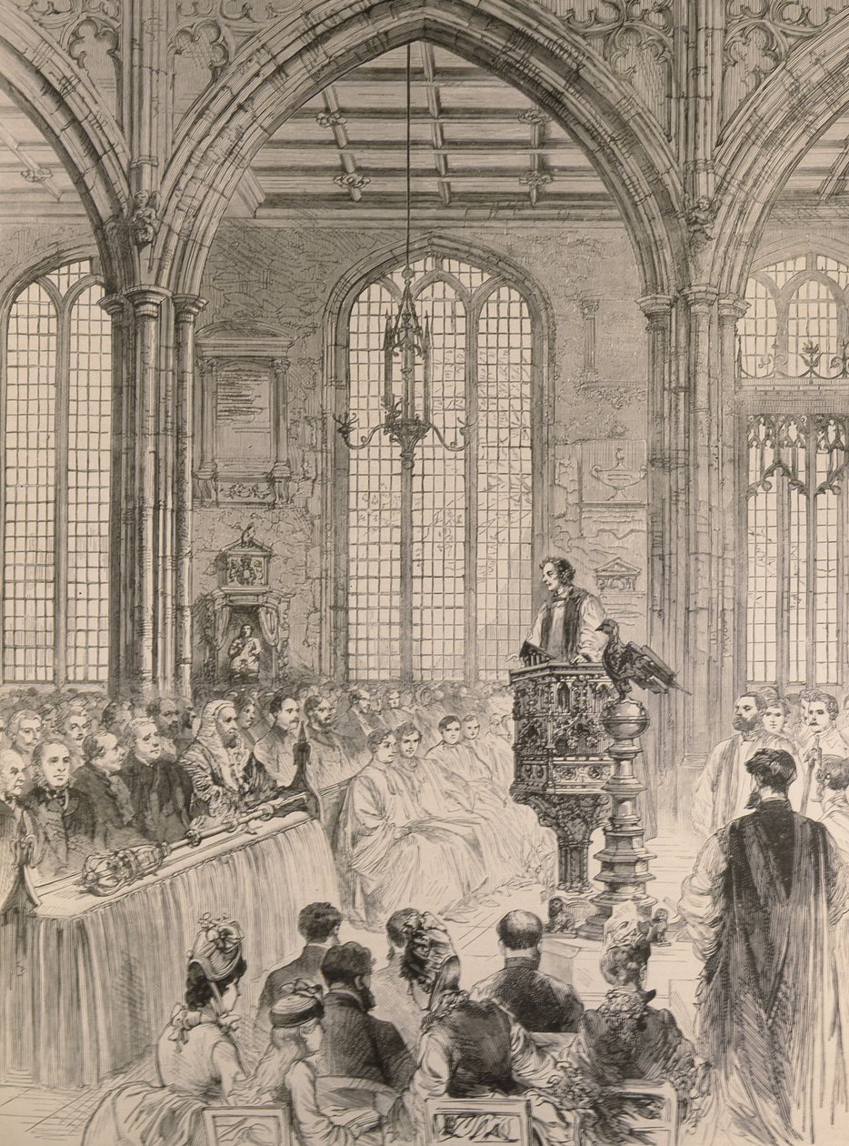 Izba Gmin uczestnicząca w państwowym nabożeństwie jubileuszowym w kościele St. Margarets w Westminster, z The Illustrated London News, 28 maja 1887 r. autorstwa English School