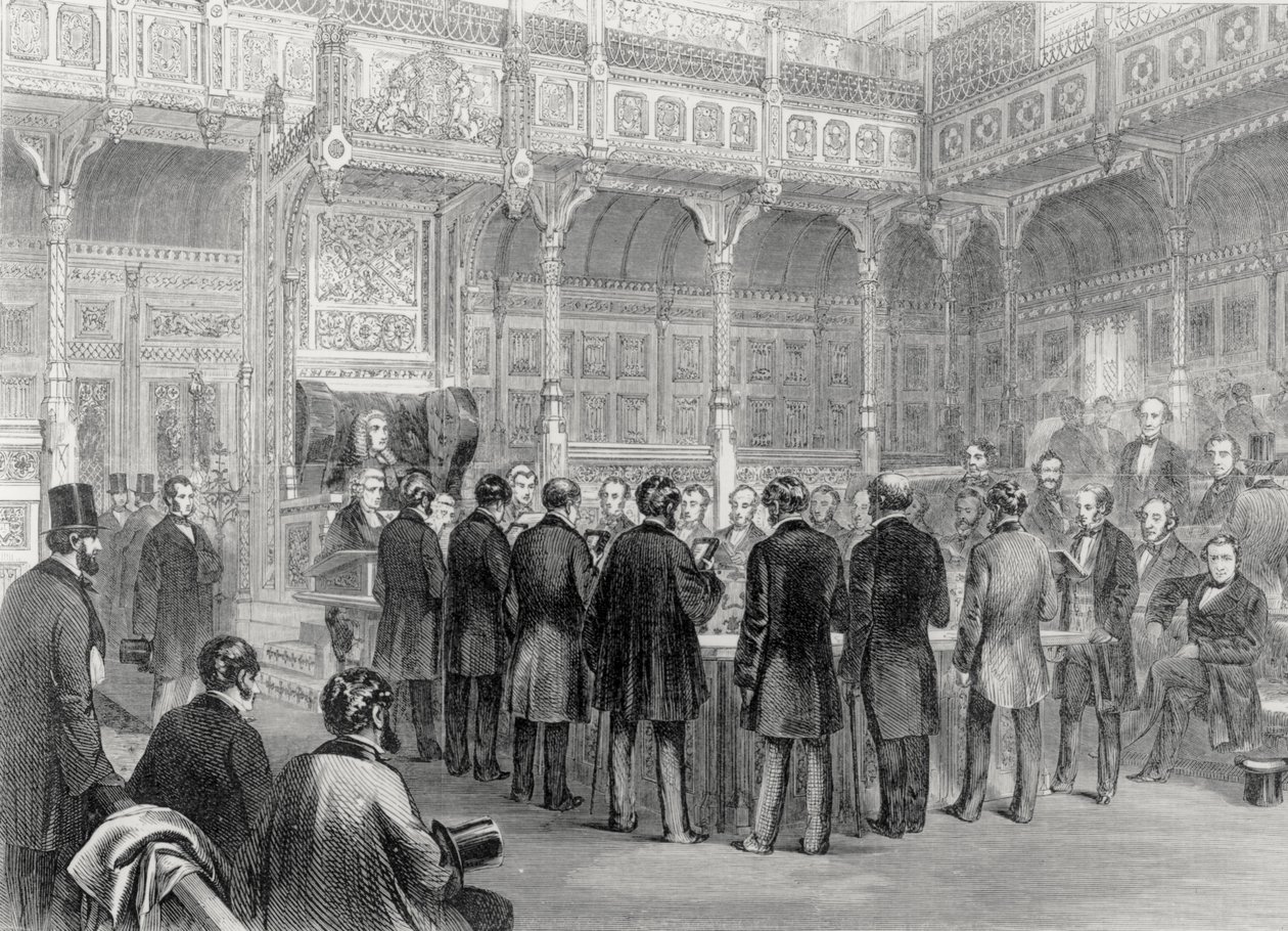 Izba Gmin: zaprzysiężenie członków w 1857 r. autorstwa English School