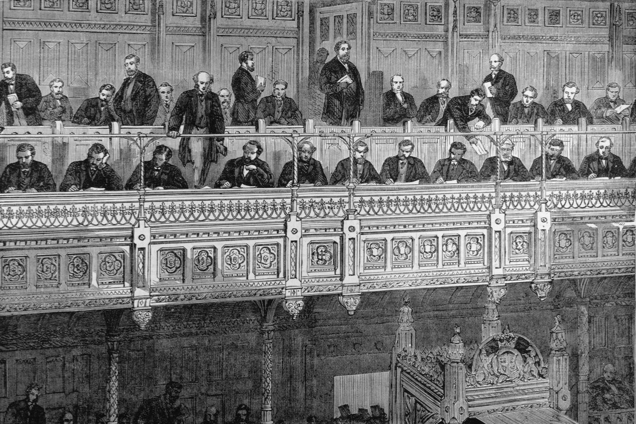 Izba Gmin: Galeria Reporterów, z „The Illustrated London News”, 18 lutego 1882 r. autorstwa English School