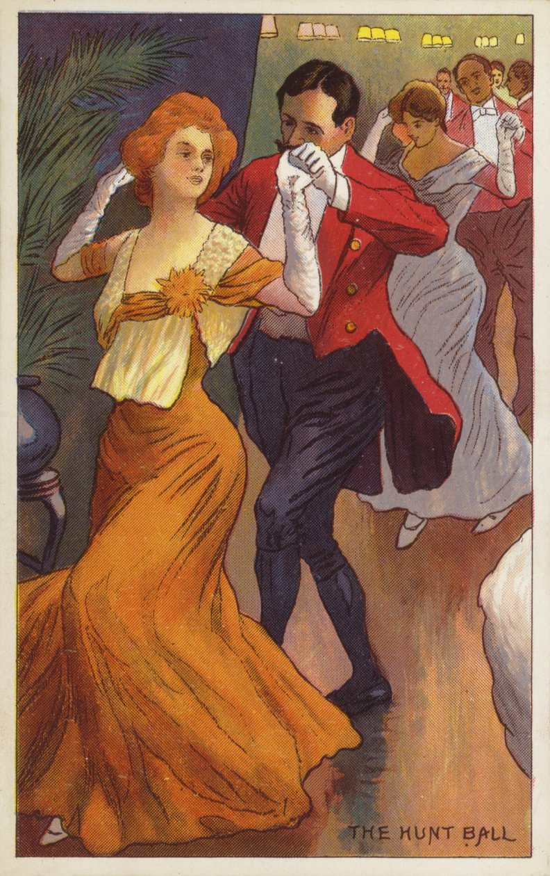 The Hunt Ball (kolorowa litografia) autorstwa English School