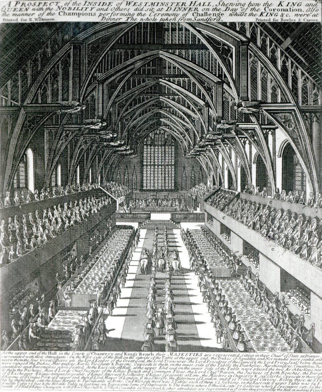 Wnętrze Westminster Hall (lito) (bw zdjęcie) autorstwa English School