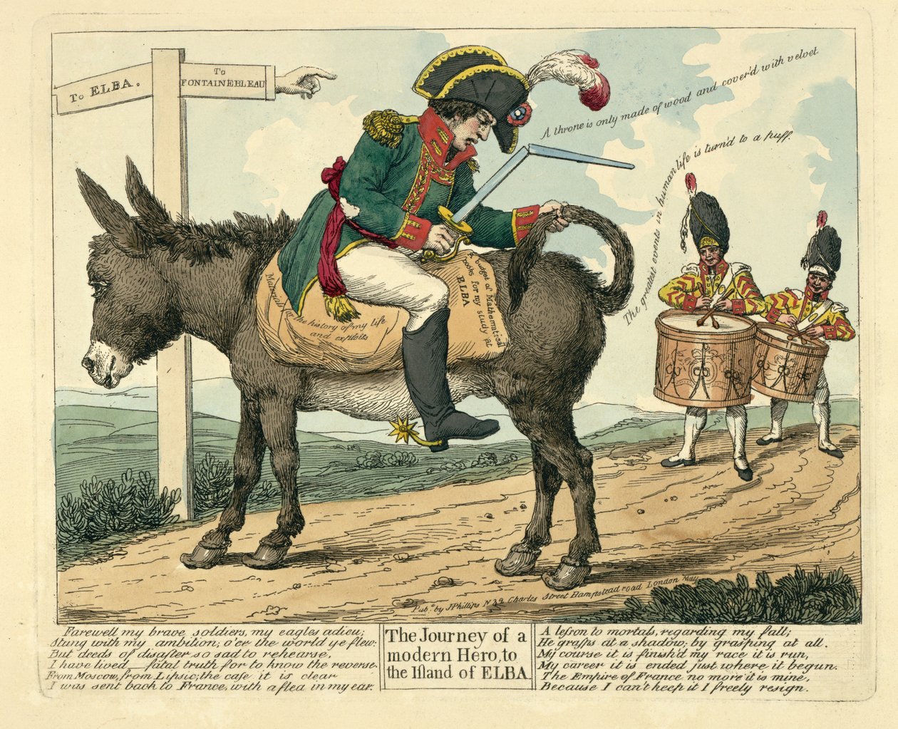 Podróż współczesnego bohatera na wyspę Elba, wyd. Londyn, 1814 r. autorstwa English School