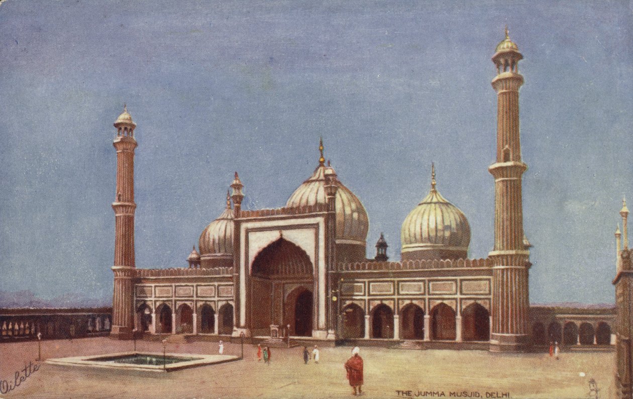 Jumma Musjid, Delhi (kolorowa litografia) autorstwa English School