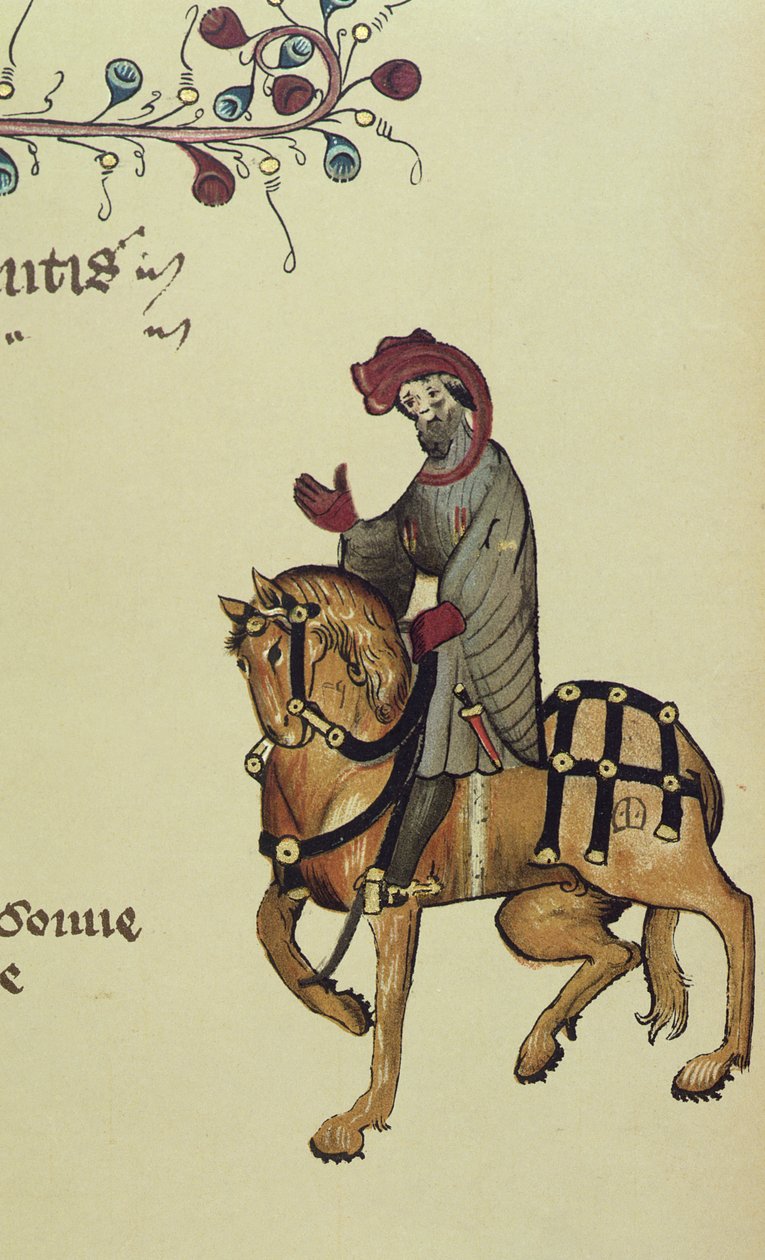Rycerz, faksymile z Opowieści kanterberyjskich, Geoffrey Chaucer (ok. 1342-1400) autorstwa English School