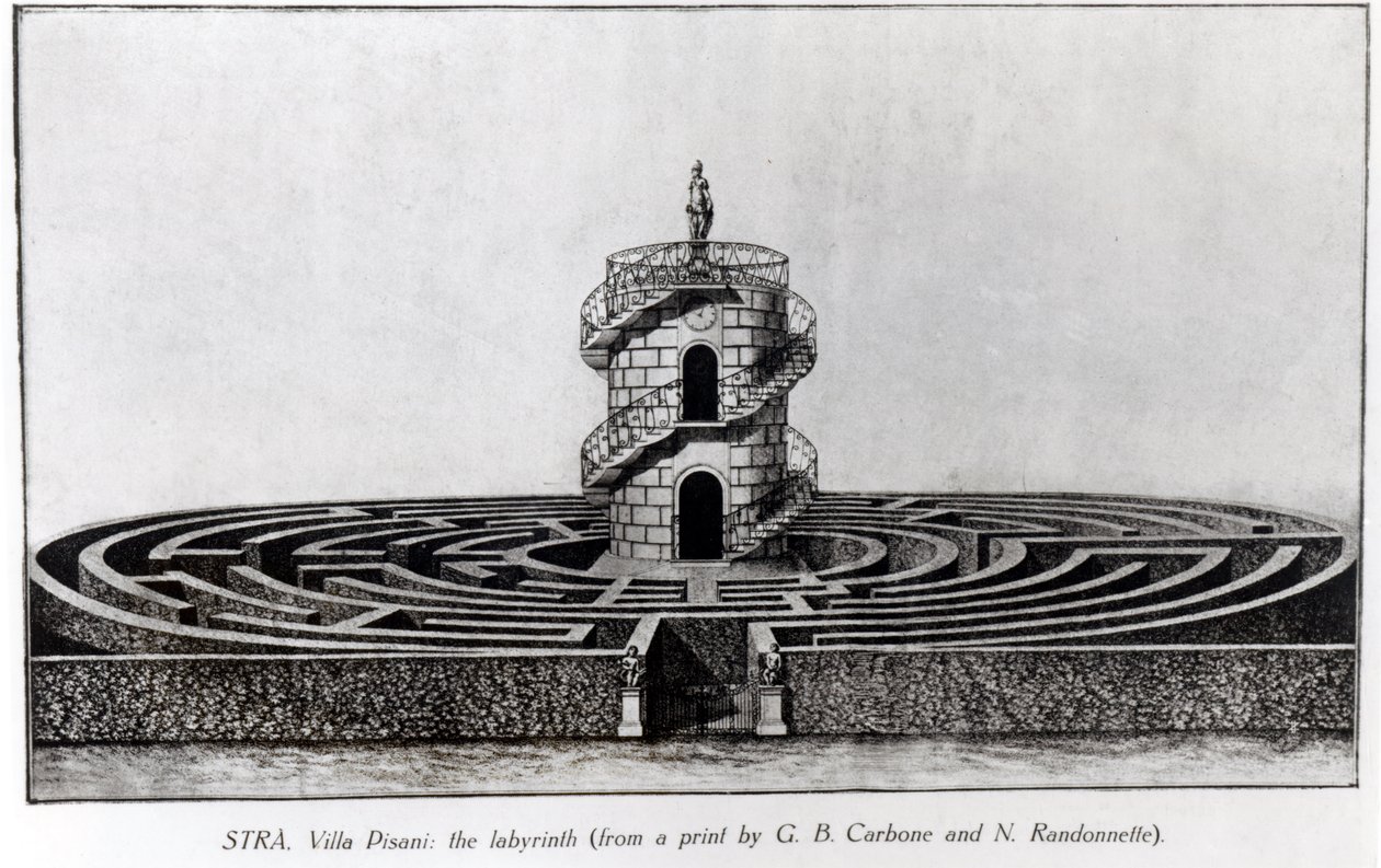 Labirynt Villa Pisani na Stra, wg ryciny Giovanniego Battisty Carboniego (1723-83) i N. Randonnette autorstwa English School