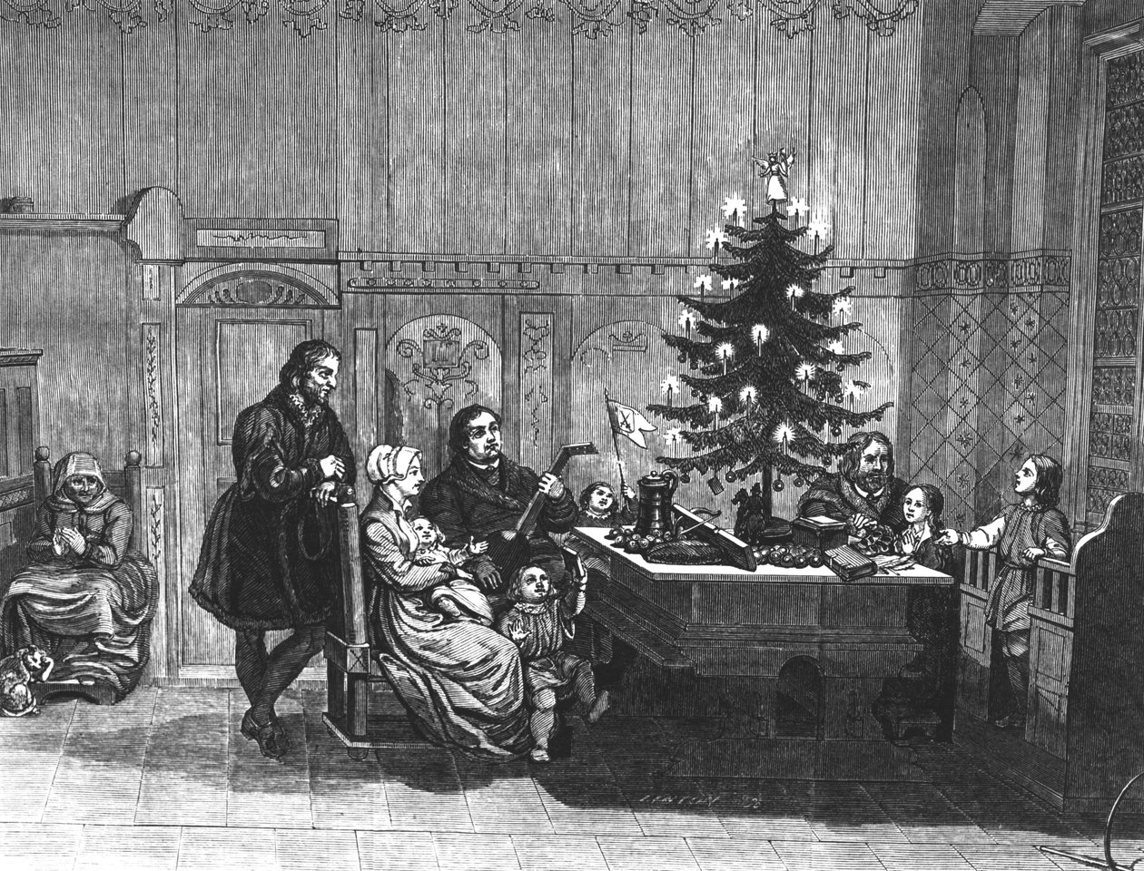 Legenda o pierwszych świecach choinkowych, połowa XVIII wieku autorstwa English School