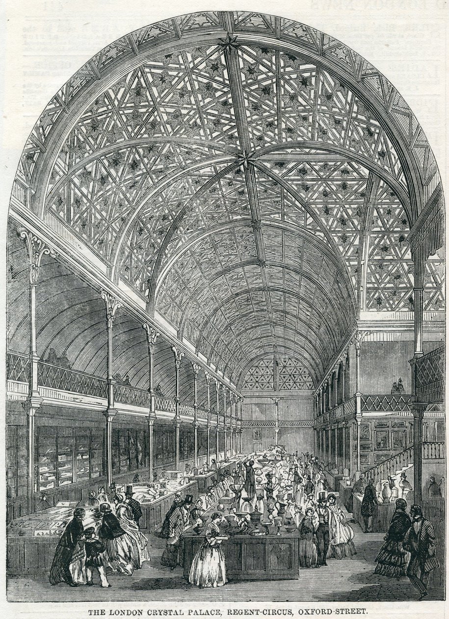 Londyński Crystal Palace, Regent Circus, Oxford Street, 1858 autorstwa English School