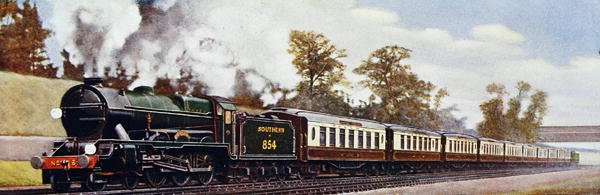 Londyński Dover Express „Lord Nelson”, ilustracja z „The Wonder Book of Railways”, wydanie czternaste pod redakcją Harry