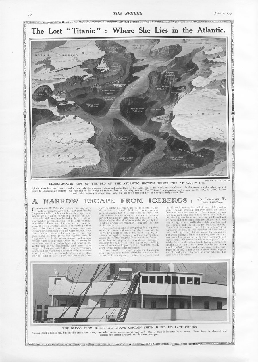 The Lost Titanic – Gdzie leży na Atlantyku, z filmu The Sphere, 27 kwietnia 1912 autorstwa English School