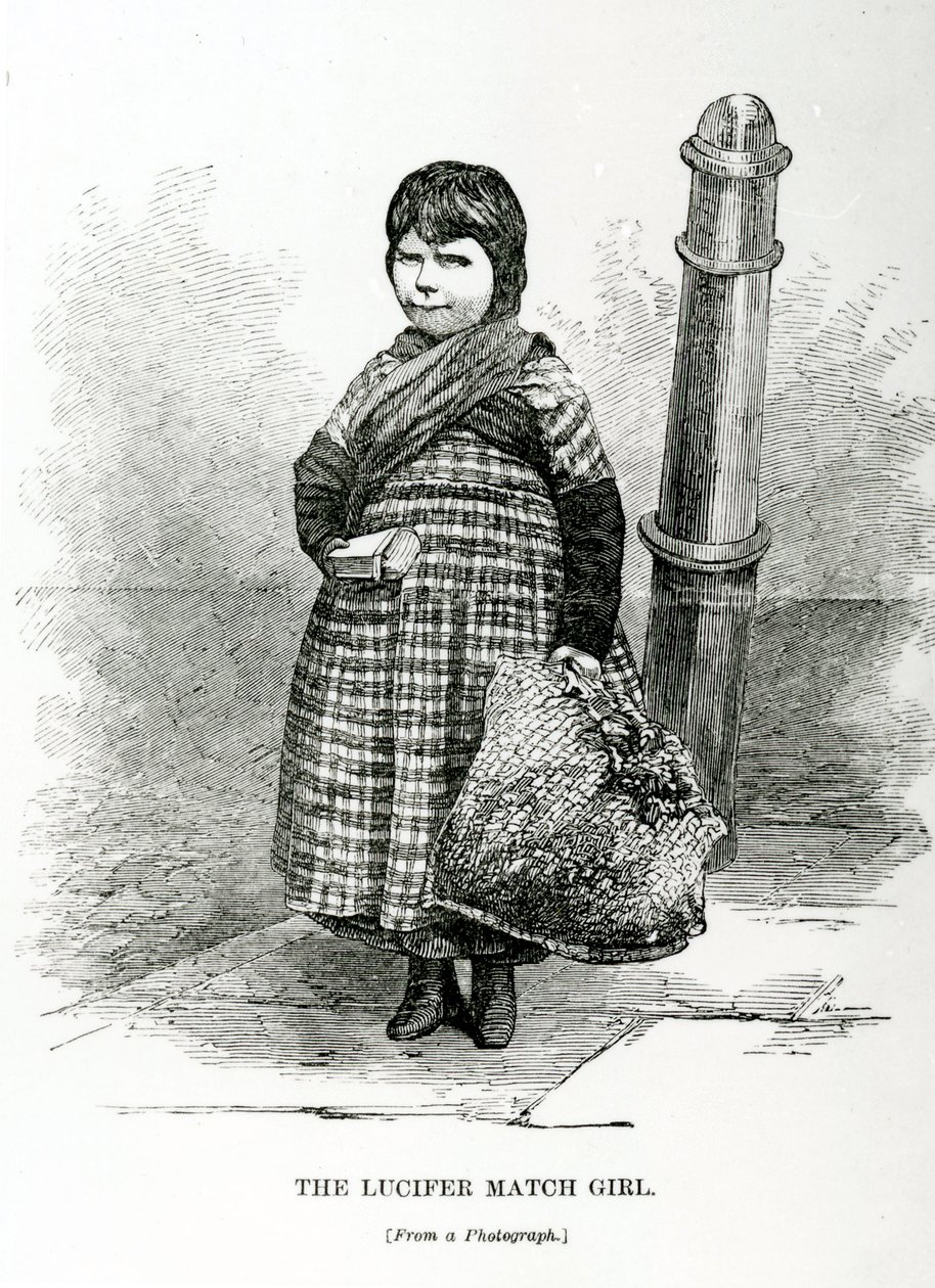 Dziewczyna z zapałkami Lucyfera, ok. 1840 r autorstwa English School