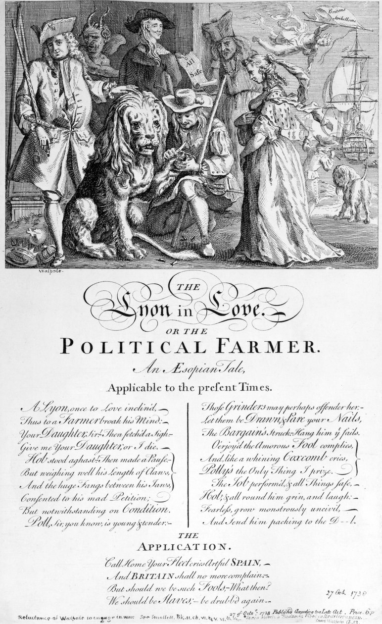 Lyon zakochany lub rolnik polityczny, 1738 autorstwa English School