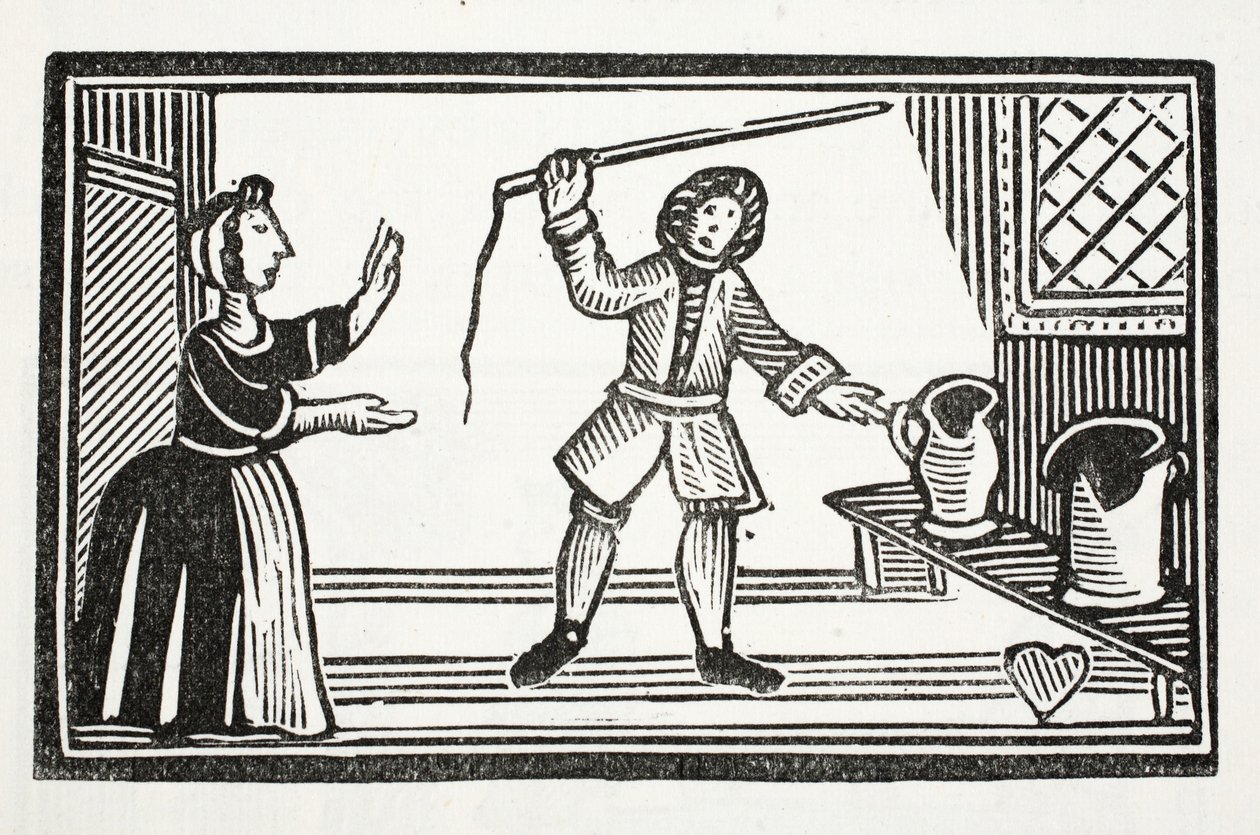 The Mad Pranks of Tom Tram, ilustracja z książki Chap-books of the Eighteenth Century Johna Ashtona, wyd. 1882 autorstwa English School