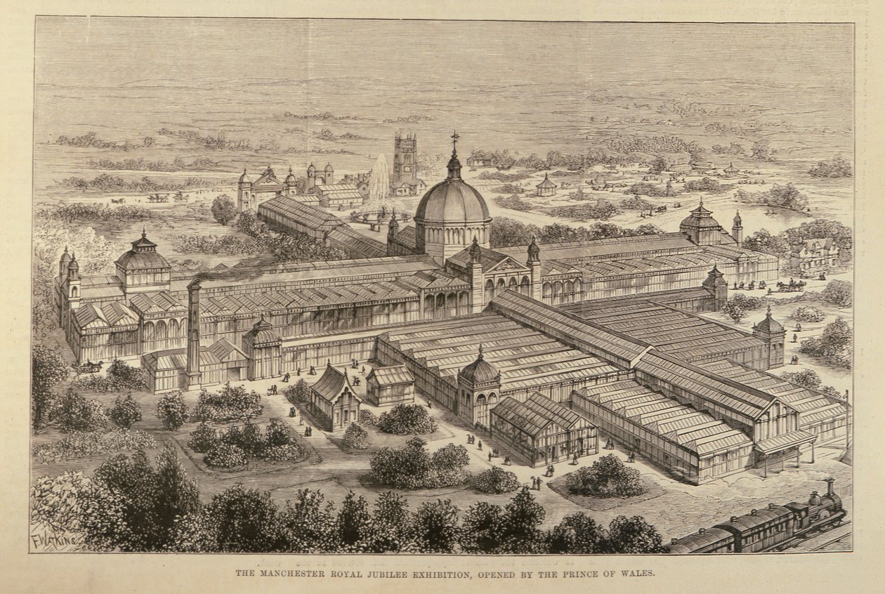 Manchester Royal Jubilee Exhibition, otwarta przez księcia Walii, z The Illustrated London News, 7 maja 1887 autorstwa English School