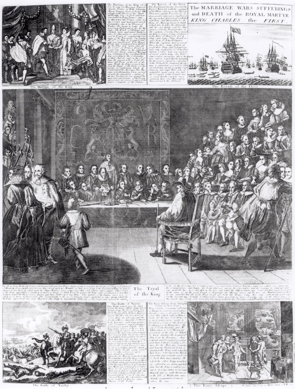 Małżeństwo, wojny, cierpienie i śmierć królewskiego męczennika króla Karola I, druk Henry Overton i J. Hoole (rycina) (zdjęcie Bundw) autorstwa English School