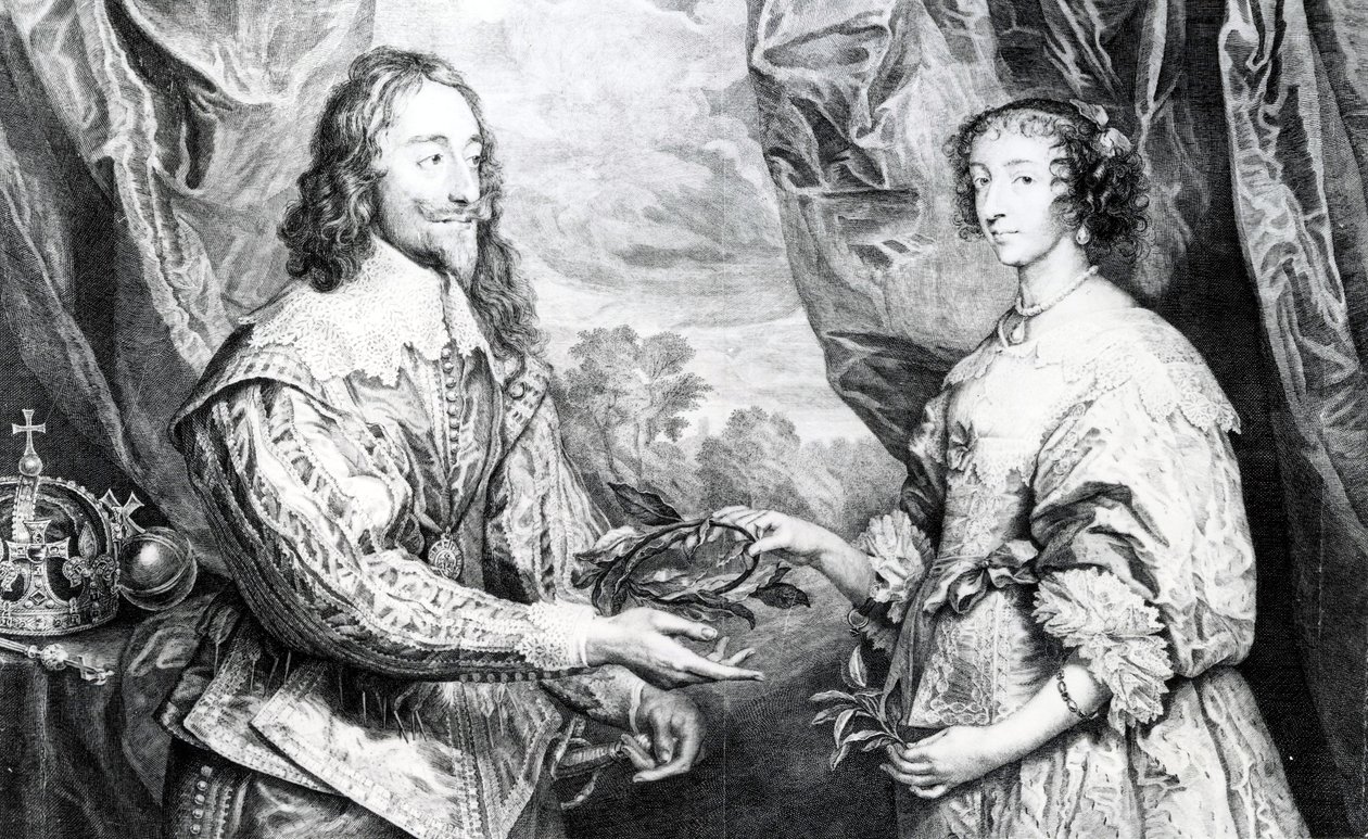 Wesele Henrietty i Karola, grawerowane przez G. Vertue według Van Dycka, 1742 autorstwa English School