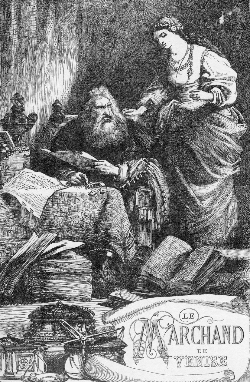 Kupiec wenecki - Kupiec wenecki - Ilustracja w „” Works complete by William Shakespeare”” 1866 – Ilustracje i ogólna forma tego wydania zapożyczono z ilustrowanego Szekspira Cassella, opublikowanego w Londynie autorstwa English School