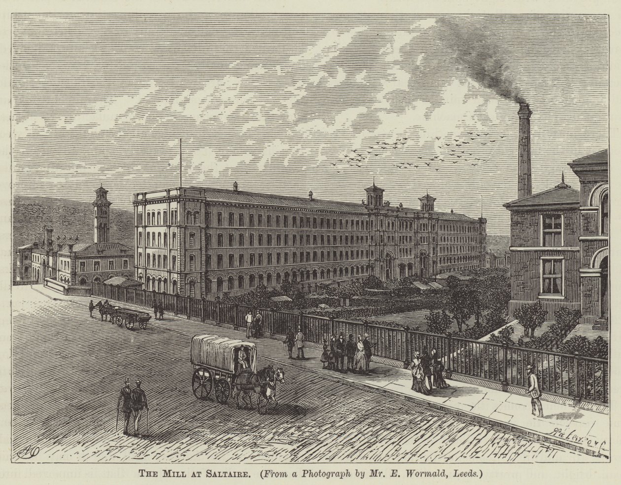 Młyn w Saltaire (rycina) autorstwa English School
