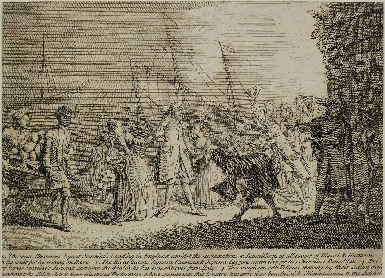 Najsłynniejszy Signor Senesinos Lądujący w Anglii, ok. 1726 autorstwa English School