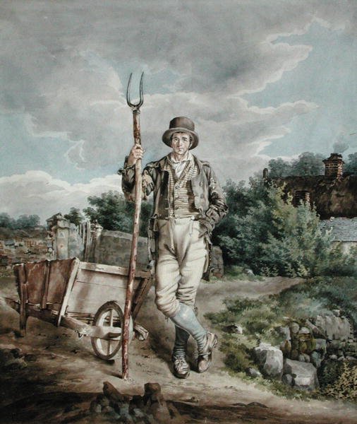 Rozrzutnik obornika, ok. 1830 (akwarela na papierze) autorstwa English School