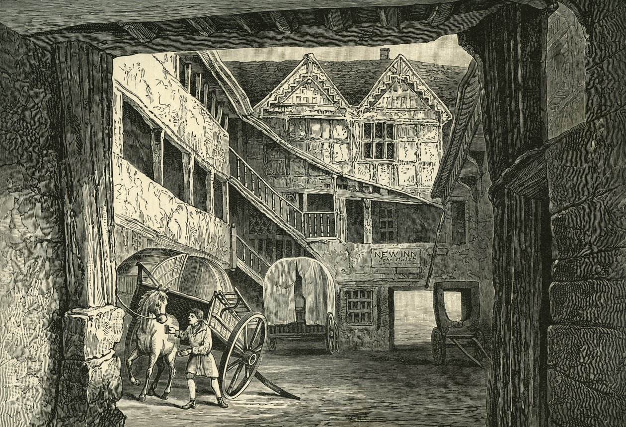 The New Inn, Gloucester, ilustracja do „Krótkiej historii narodu angielskiego (tom II)” Johna Richarda Greena autorstwa English School