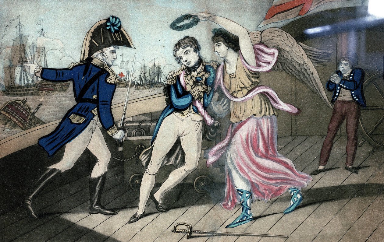 Szlachetny Admirał Lord Nelson, padający w Ramiona Zwycięstwa, 11 marca autorstwa English School