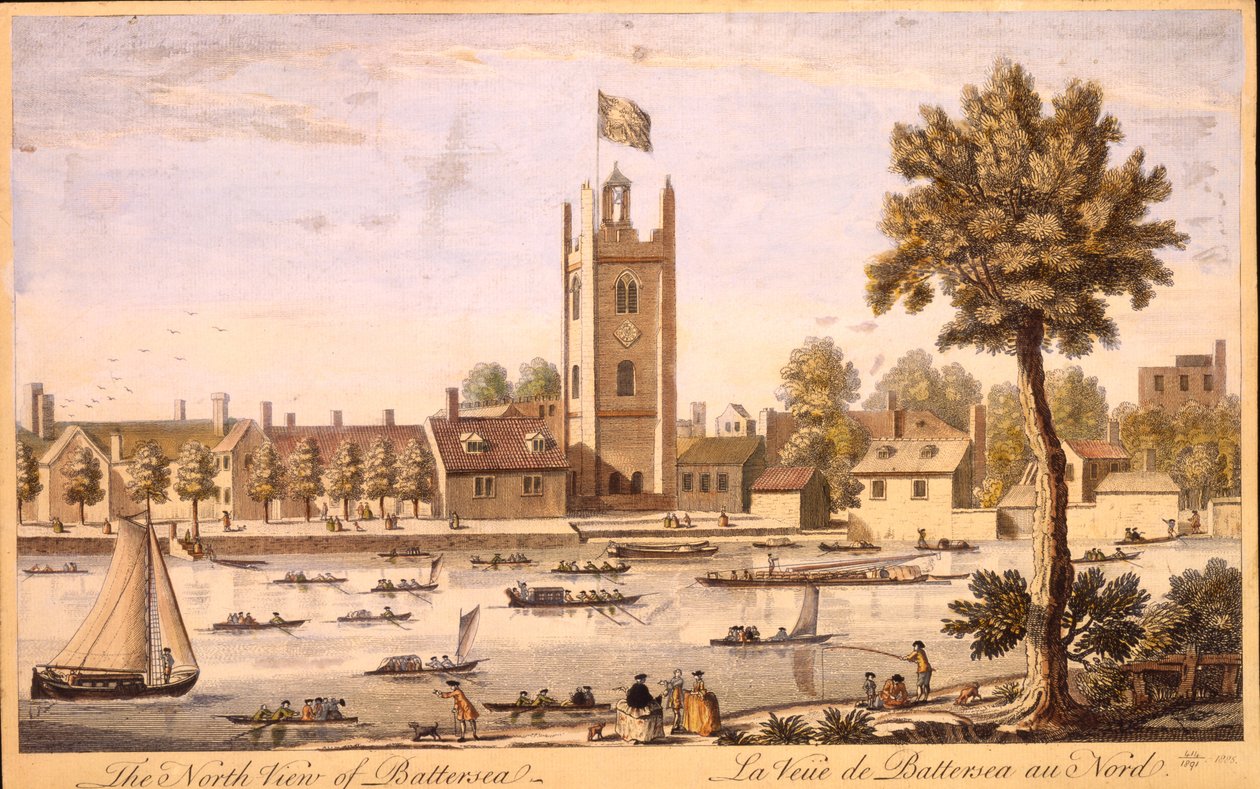 Północny widok Battersea ok. 1744 r. autorstwa English School