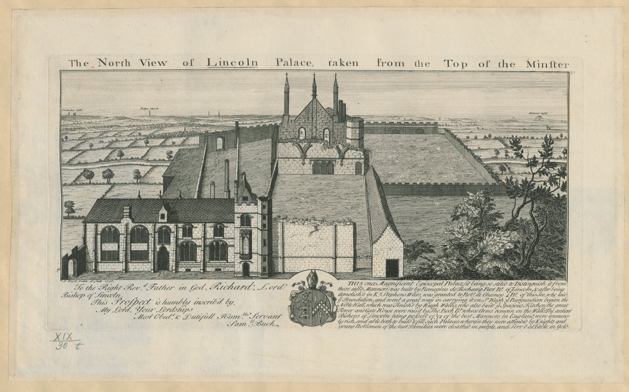 Widok pałacu Lincoln od strony północnej, z góry Minster autorstwa English School