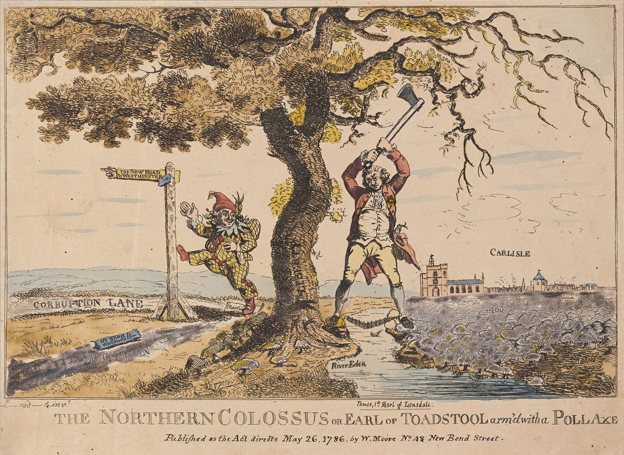 Kolos Północny lub Earl of Toadstool, wyd. 1786 (ręcznie kolorowane grawerowanie) autorstwa English School