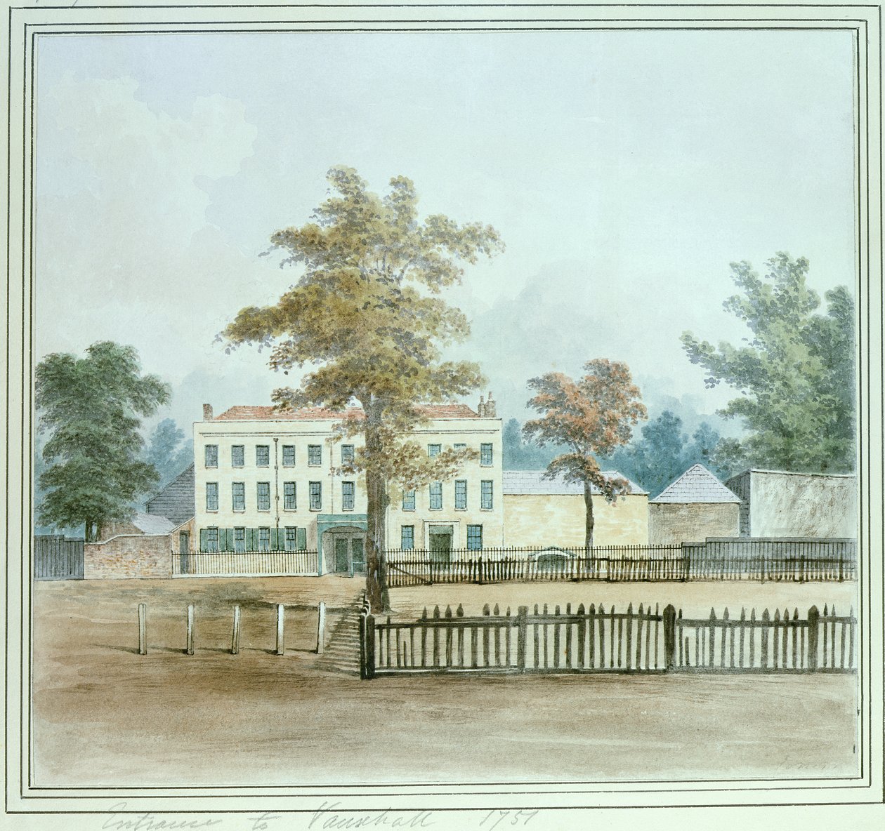 Senasis namas ir įėjimas į Vauxhall sodus, 1751 poli autorstwa English School
