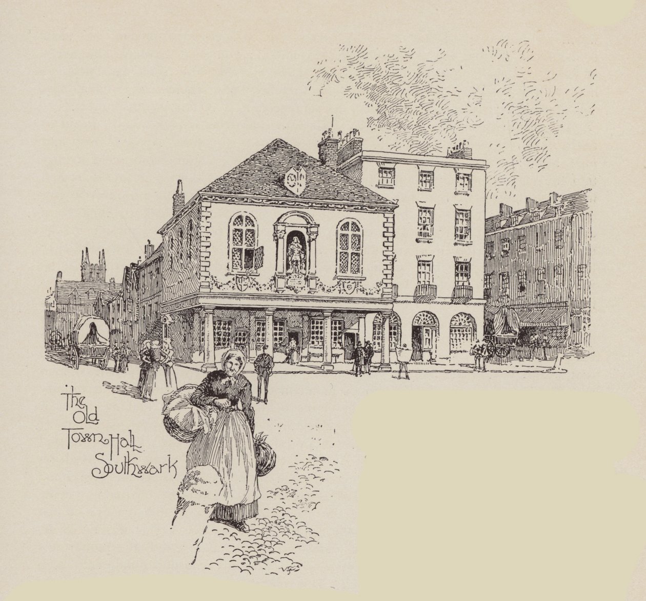 Stary ratusz w Southwark (litografia) autorstwa English School