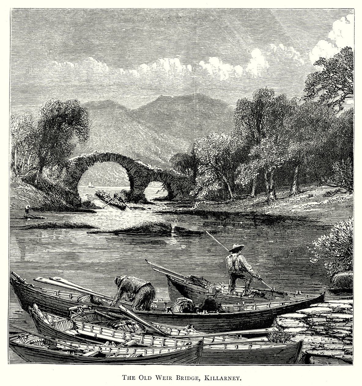 Stary most nad jazem, Killarney (grawerunek) autorstwa English School