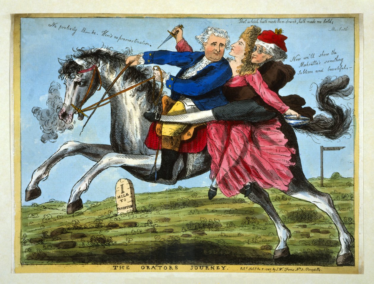 Podróż mówców, wyd. 1785 (grawerowanie ręcznie kolorowane) autorstwa English School