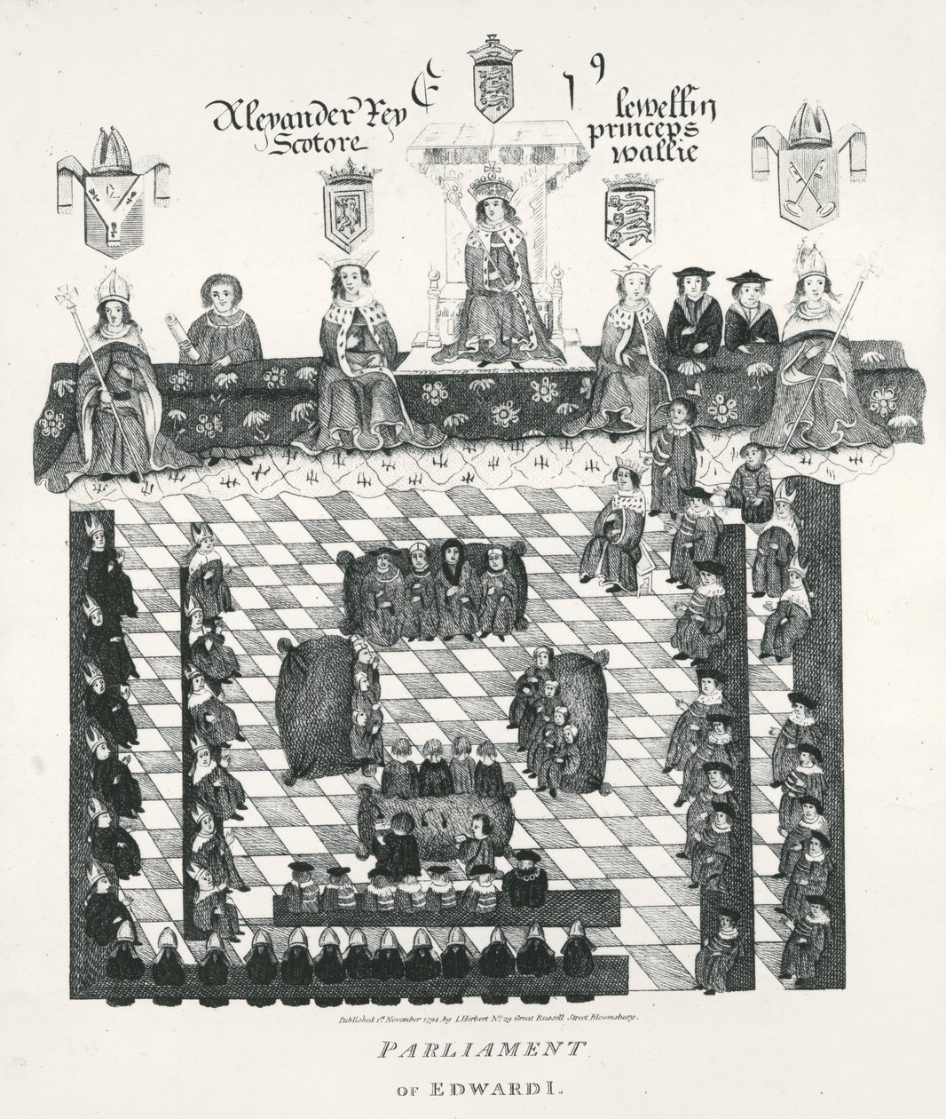 Parlament Edwarda I (1239-1307) kopia z rękopisu Wriothesley z ok. 1523, wyd. w 1794 autorstwa English School