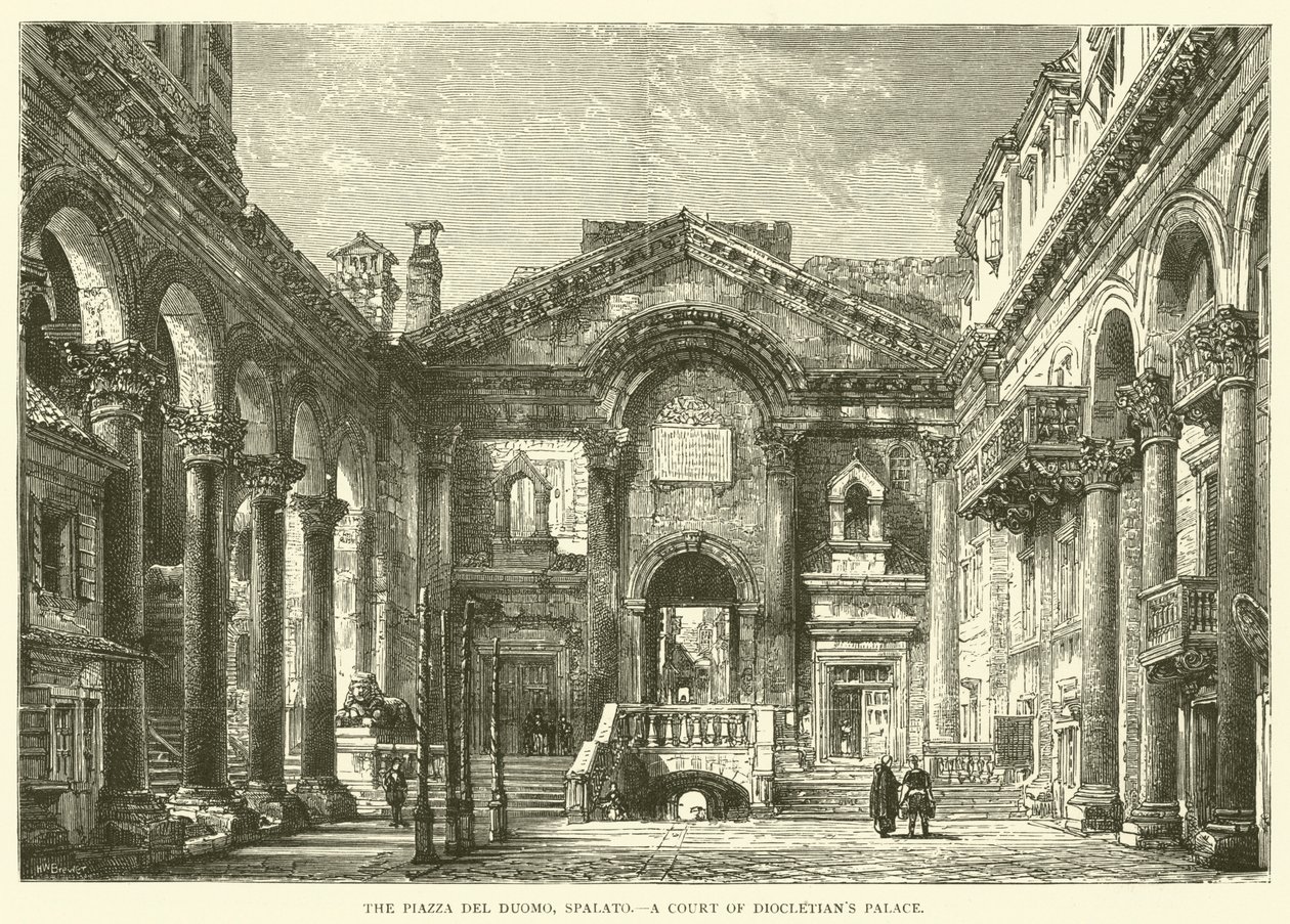Piazza del Duomo, Spalato, Dziedziniec Pałacu Dioklecjana (rycina) autorstwa English School