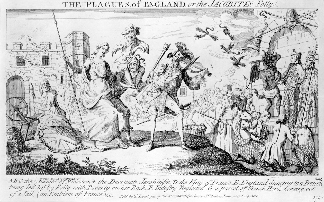 Plagi Anglii, czyli szaleństwo jakobitów, 1745 autorstwa English School