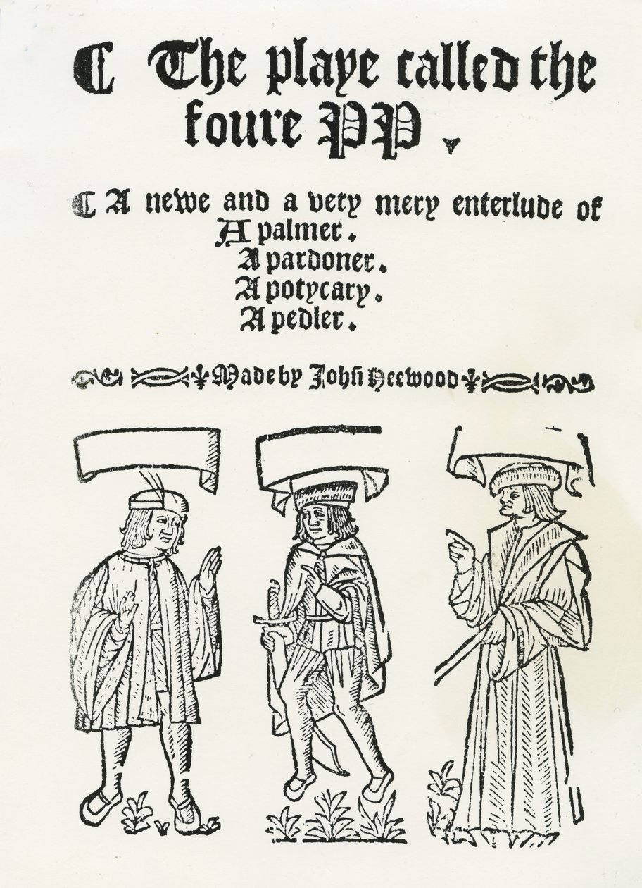 Sztuka nazywa czwórkę PP, c. 1530 (drzeworyt) autorstwa English School