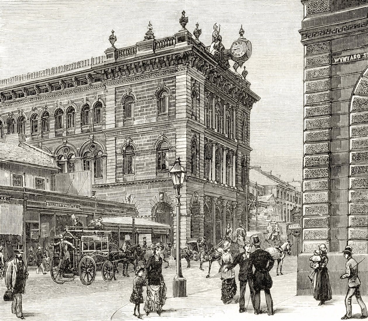 The Post Office, George Street, Sydney, ok. 1880, z „Australian Pictures” Howarda Willoughby