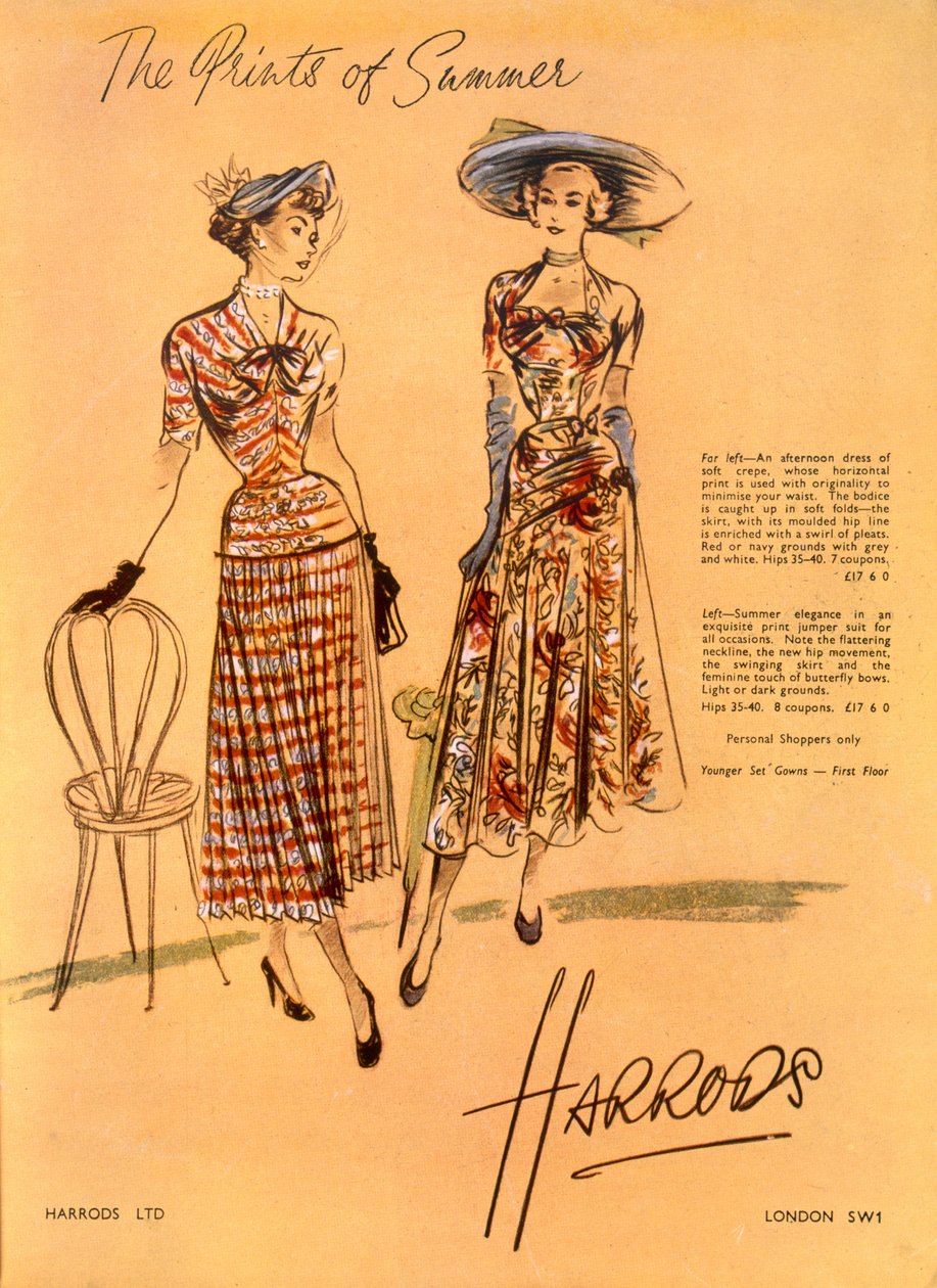 The Prints of Summer, z Harrods Ltd czerwiec 1948 autorstwa English School