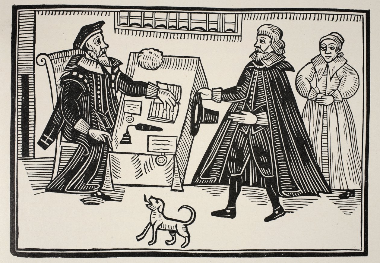 Proctor i Parator, strona tytułowa traktatu o nadużyciach i nadużyciach sądów duchowych, 1641 autorstwa English School