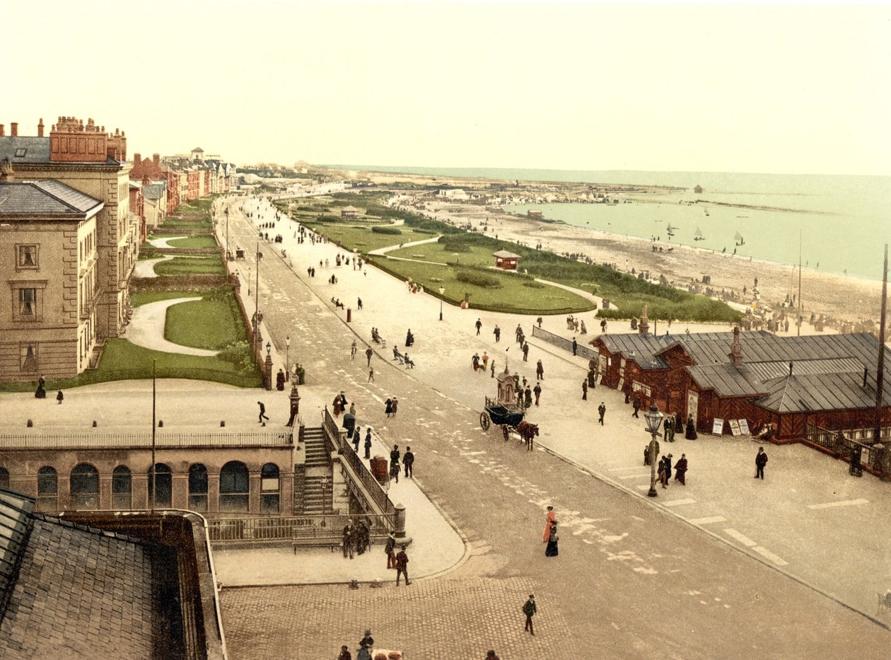 Promenada i jeziora, Southport (zdjęcie ręcznie kolorowane) autorstwa English School