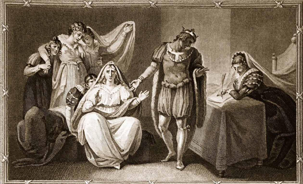 Królowa wdowa oddaje siebie i swoje córki pod opiekę Ryszarda III, ilustracja z David Humes The History of England, wyd. R. Bowyer, Londyn, 1812 r. autorstwa English School
