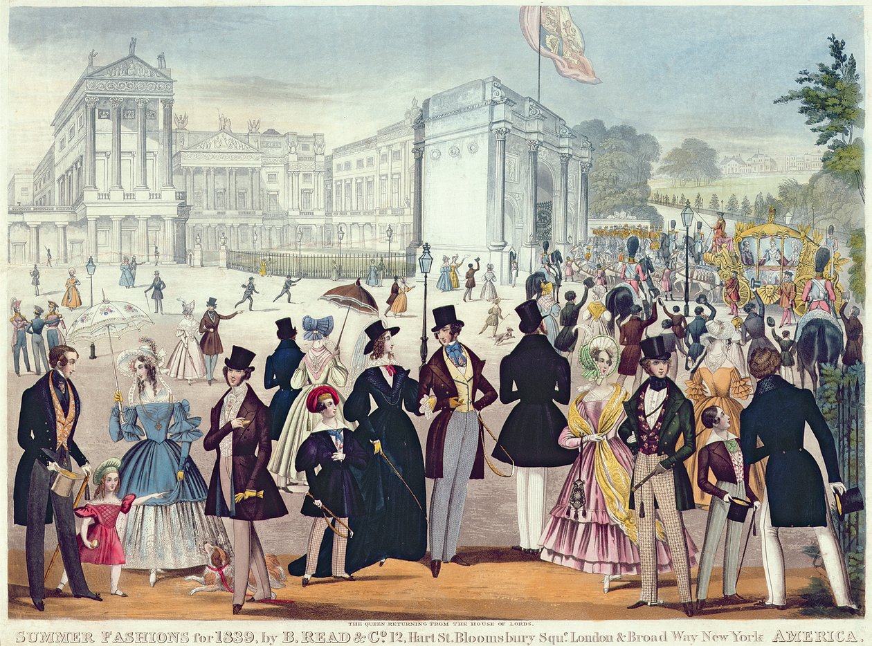 Powrót królowej z Izby Lordów, 1839 (rycina z akwatintą) autorstwa English School