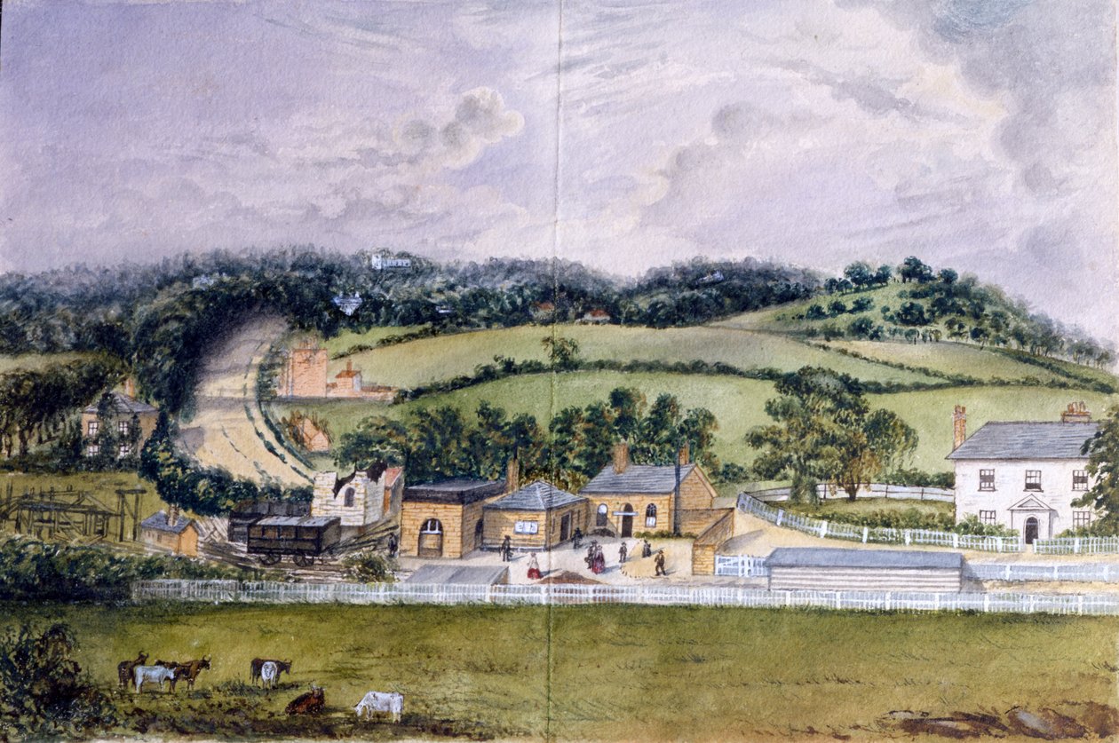 The Railway Terminus, Kent, ok. 1860 (wc na papierze) autorstwa English School