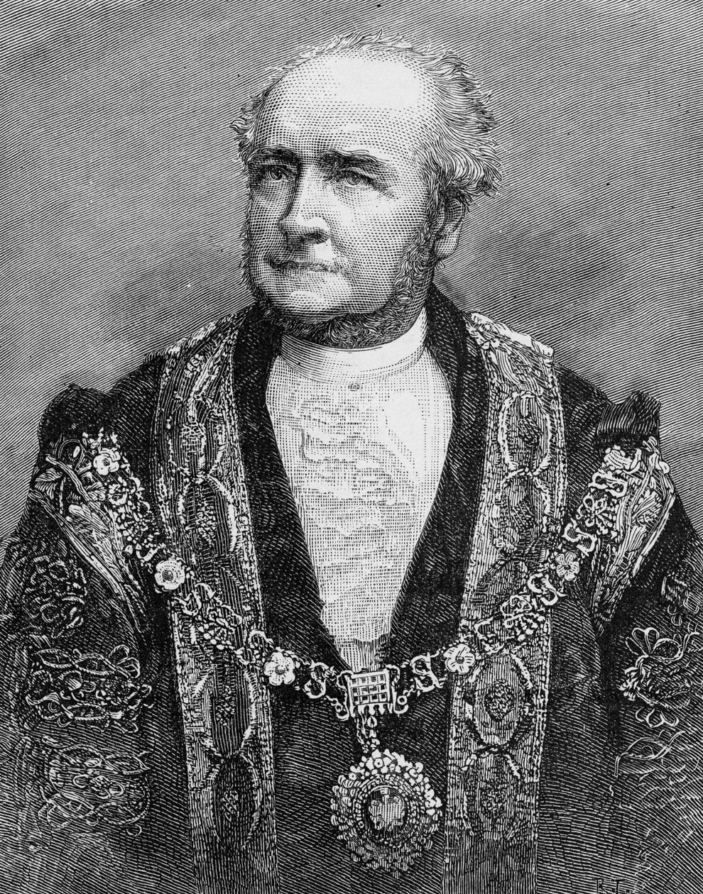 Właściwy kochanie. Alderman G. S. Nottage, nowy burmistrz Londynu, ilustracja z „The Illustrated London News”, 1884 autorstwa English School