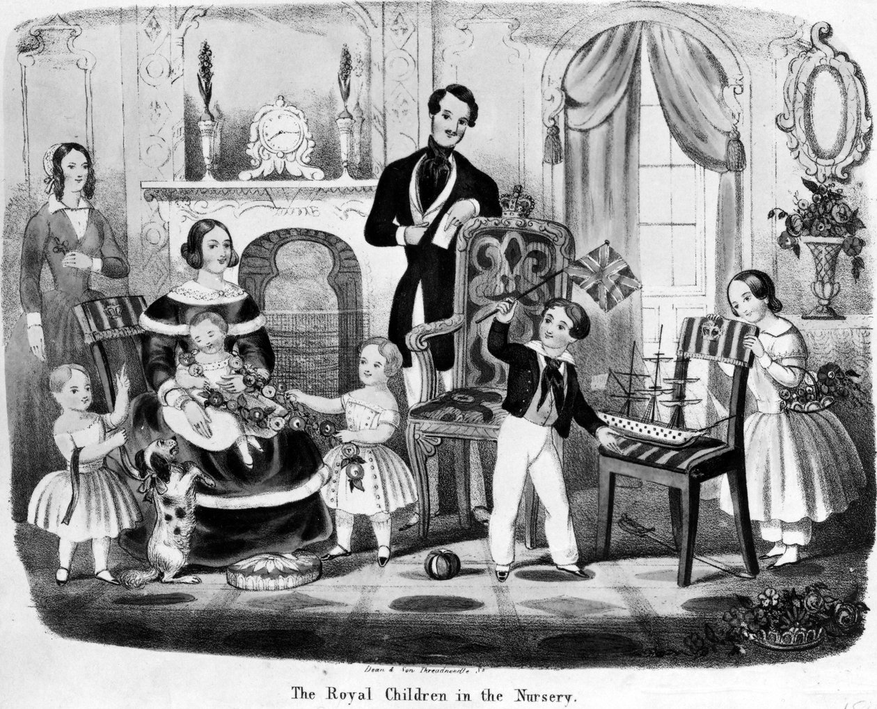 Królewskie dzieci w żłobku, T.H.A.E., 1847 autorstwa English School