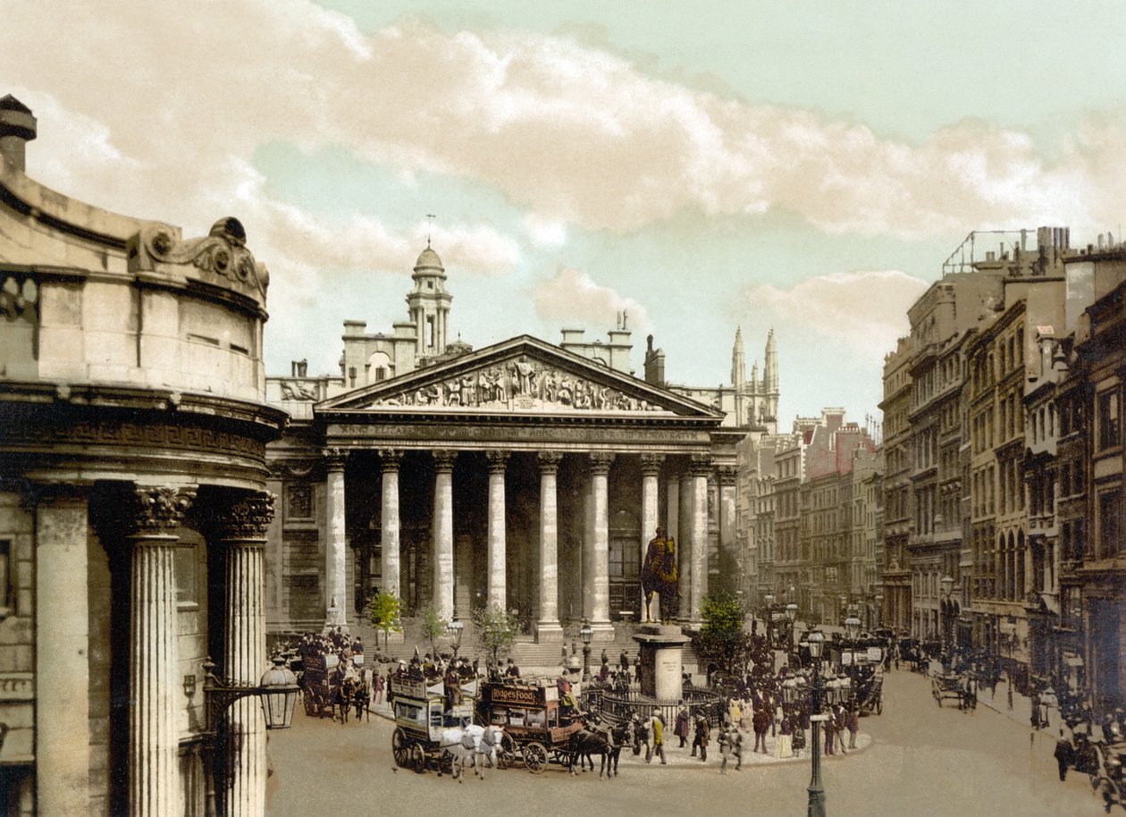 The Royal Exchange, Londyn (zdjęcie ręcznie kolorowane) autorstwa English School