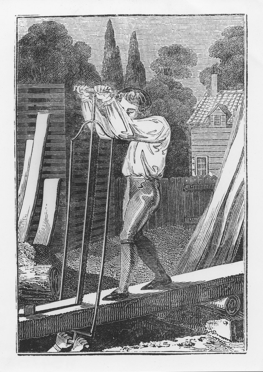 Sawyer, z „Młody kupiec lub Księga handlu angielskiego”, 1839 autorstwa English School