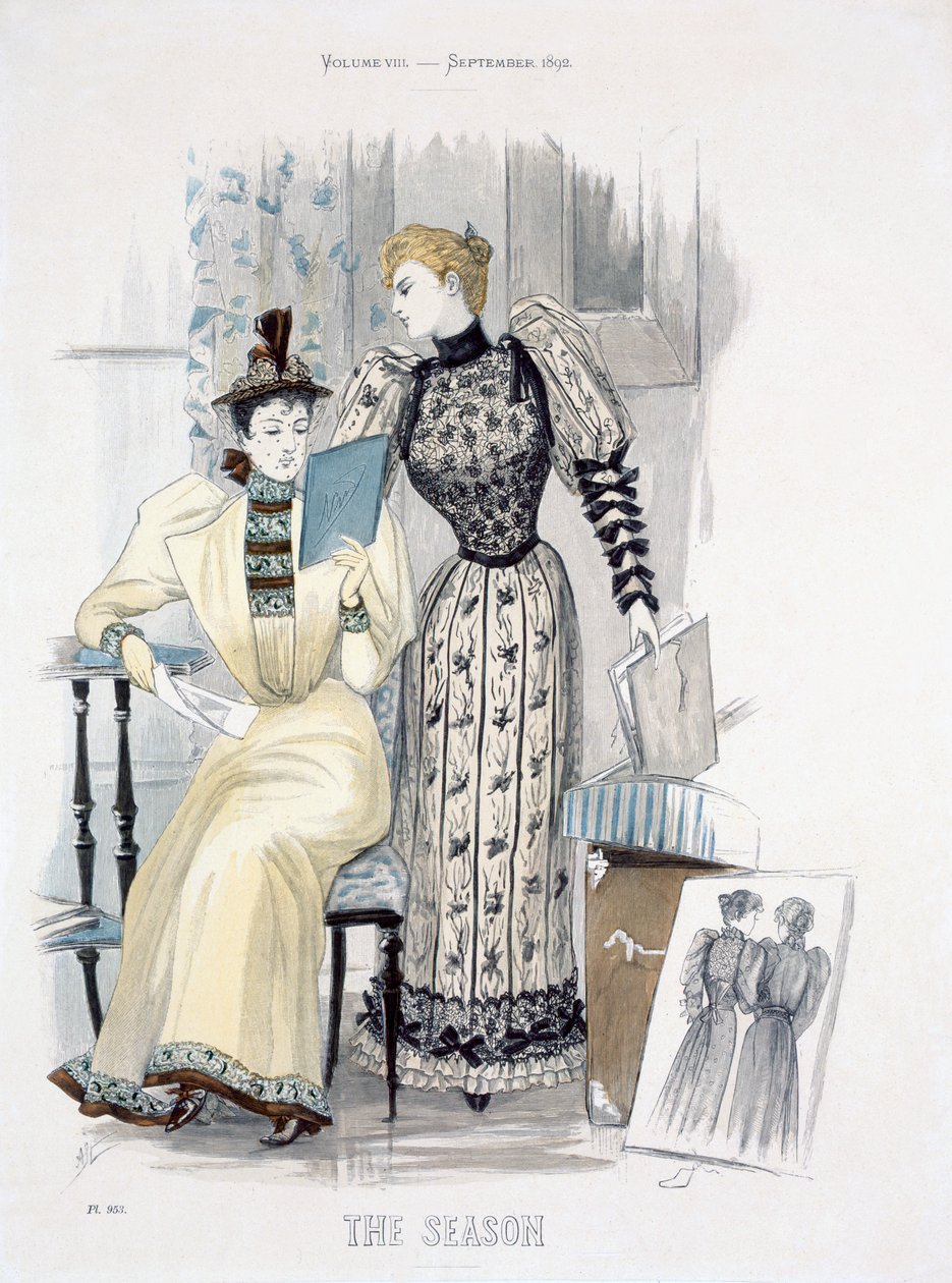 The Season, talerz z modą dla Królowej, wrzesień 1892 autorstwa English School